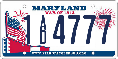 MD license plate 1AD4777