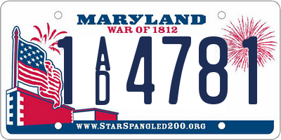 MD license plate 1AD4781