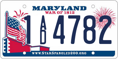 MD license plate 1AD4782