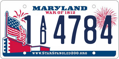 MD license plate 1AD4784