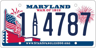 MD license plate 1AD4787