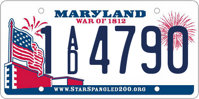 MD license plate 1AD4790