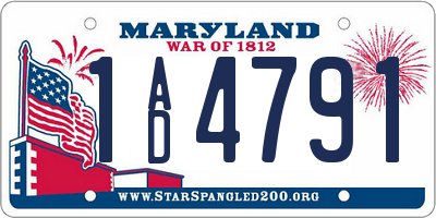 MD license plate 1AD4791