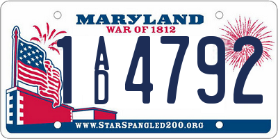 MD license plate 1AD4792