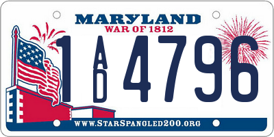 MD license plate 1AD4796