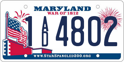 MD license plate 1AD4802