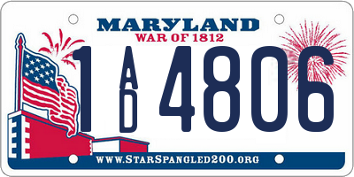 MD license plate 1AD4806