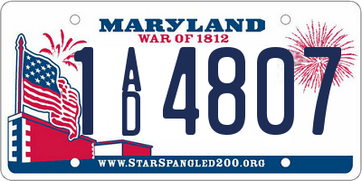 MD license plate 1AD4807