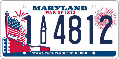 MD license plate 1AD4812
