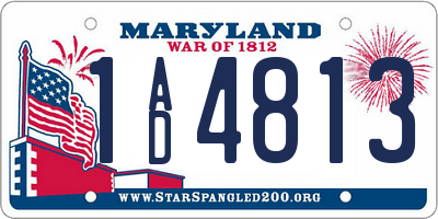 MD license plate 1AD4813