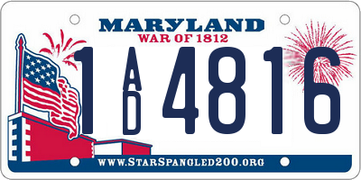 MD license plate 1AD4816