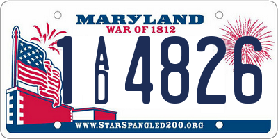 MD license plate 1AD4826