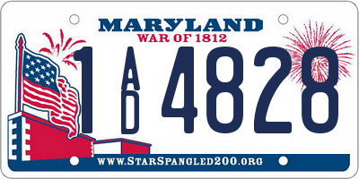 MD license plate 1AD4828