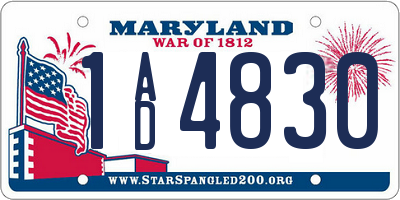 MD license plate 1AD4830