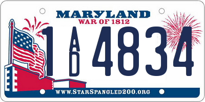 MD license plate 1AD4834