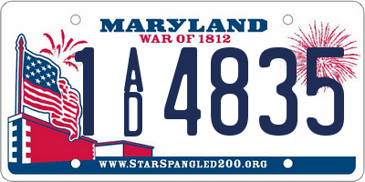 MD license plate 1AD4835