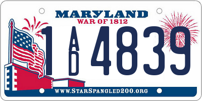 MD license plate 1AD4839