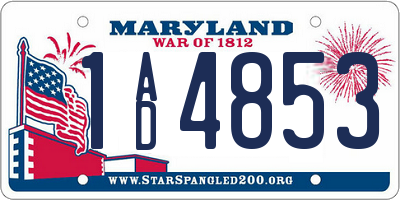 MD license plate 1AD4853