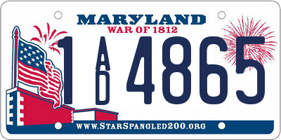 MD license plate 1AD4865