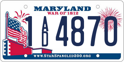 MD license plate 1AD4870
