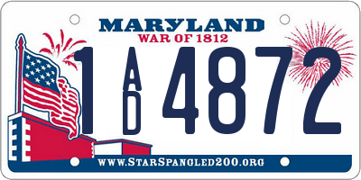 MD license plate 1AD4872