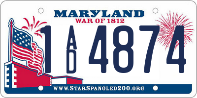 MD license plate 1AD4874