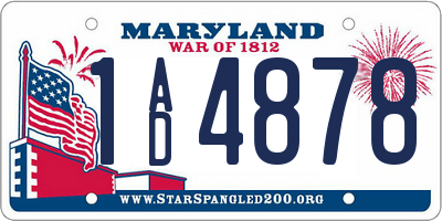 MD license plate 1AD4878