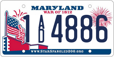 MD license plate 1AD4886