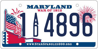 MD license plate 1AD4896