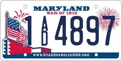 MD license plate 1AD4897