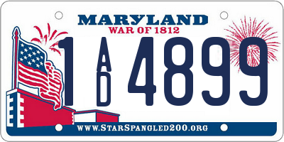 MD license plate 1AD4899