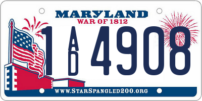MD license plate 1AD4908