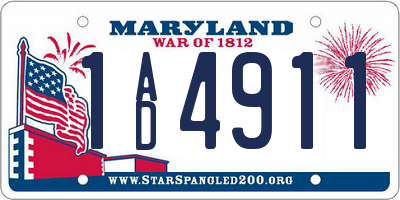 MD license plate 1AD4911