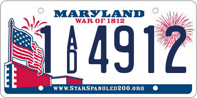 MD license plate 1AD4912