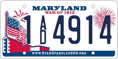 MD license plate 1AD4914