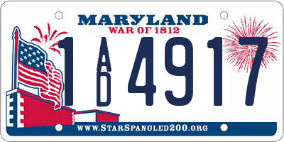 MD license plate 1AD4917