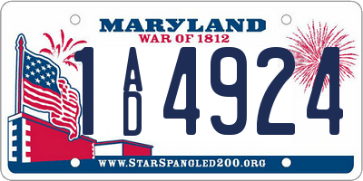 MD license plate 1AD4924