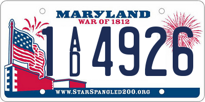 MD license plate 1AD4926