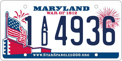 MD license plate 1AD4936