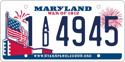 MD license plate 1AD4945