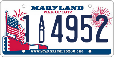 MD license plate 1AD4952