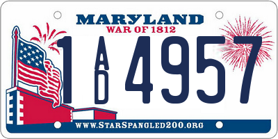 MD license plate 1AD4957