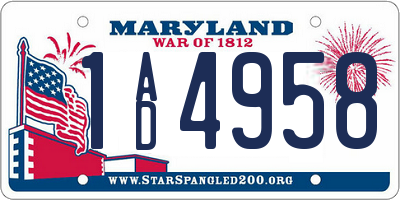 MD license plate 1AD4958