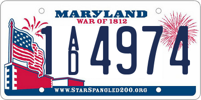 MD license plate 1AD4974