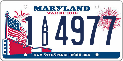 MD license plate 1AD4977