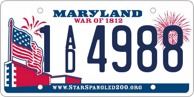 MD license plate 1AD4988