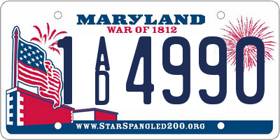 MD license plate 1AD4990