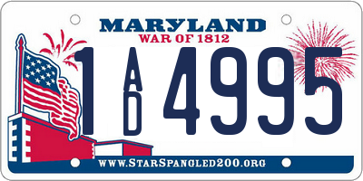 MD license plate 1AD4995