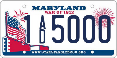 MD license plate 1AD5000