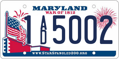 MD license plate 1AD5002